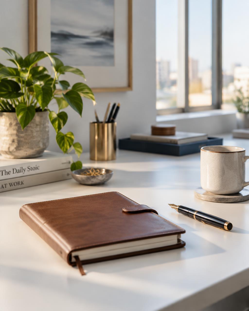 Calm, organized business workspace